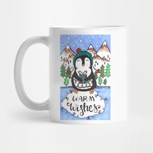 Warm Wishes Holiday Penguin Mug